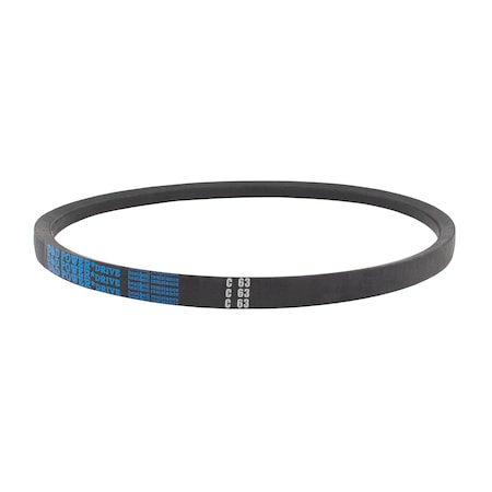 D&D C63 Classical V-Belt, 67 in Outside Length, 7/8 in Top Width, 17/32 in Thickness, 1 Ribs C63